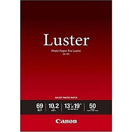 Canon® Photo Paper Pro LU-101 Inkjet Print Photo Paper, Luster, Smooth, A3+, 13" x 19", 260 g/m², White, 50 Sheets