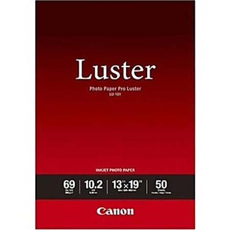 Canon® Photo Paper Pro LU-101 Inkjet Print Photo Paper, Luster, Smooth, A3+, 13" x 19", 260 g/m², White, 50 Sheets