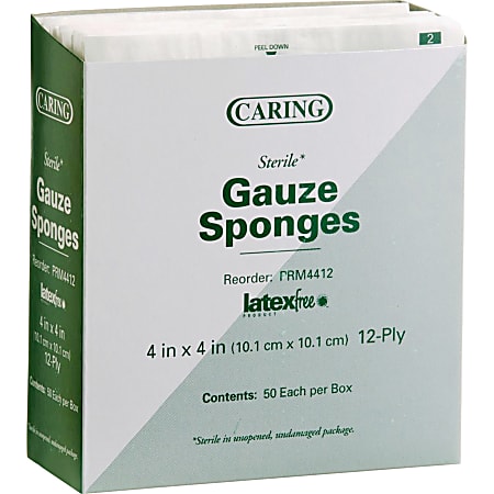 Medline Sterile Gauze Sponges - 12 Ply - 4" Width x 4" Length - White - Cotton, Mesh, Woven - 50/Box - 24 / Carton