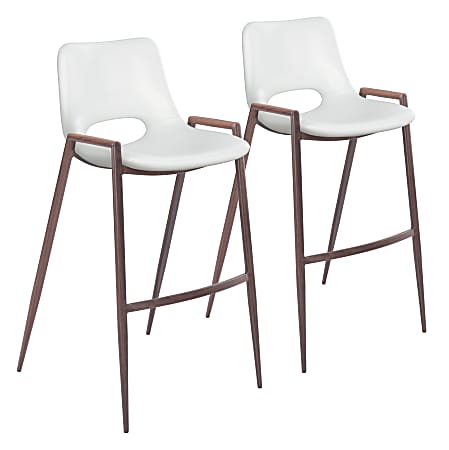 Zuo Modern Desi Bar Chairs, White/Brown, Set Of 2 Chairs