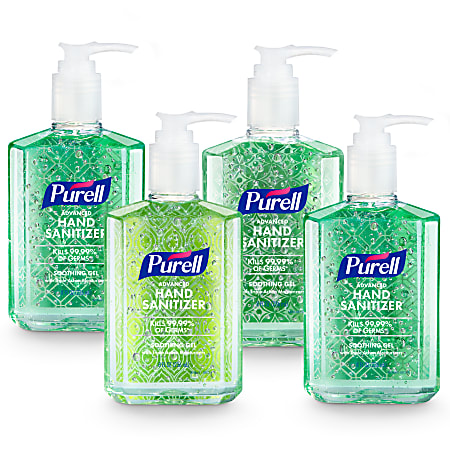 PURELL® Advanced Hand Sanitizer Soothing Gel, Fresh Scent,  8 fl oz Pump Bottle, 4/CT