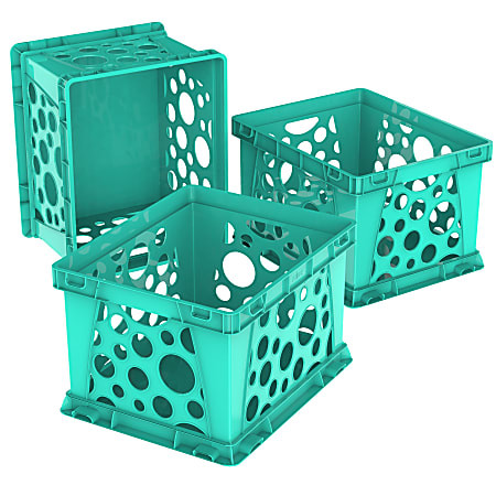 Storex® Mini Crates, Small Size, School Teal, Pack Of 3