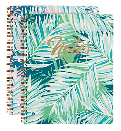 Divoga® Tropical Palm Spiral Notebook, 8 1/2" x 10 1/2", 1 Subject, College Ruled, 160 Pages (80 Sheets), Multicolor