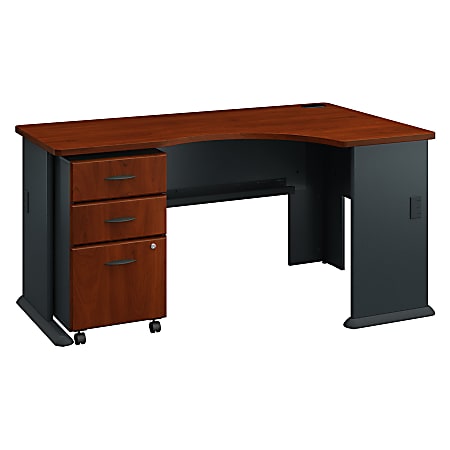 Bush Business Furniture Office Advantage Right Corner Desk With Mobile File Cabinet, Hansen Cherry/Galaxy, Standard Delivery