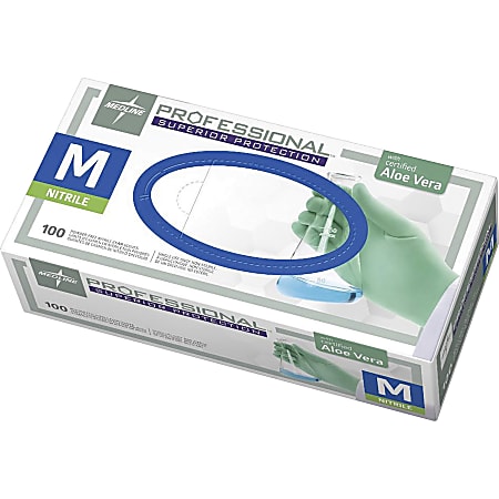Medline Professional Series Aloetouch Gloves - Small Size - Green - Latex-free, Non-sterile, Textured - For Laboratory Application - 100 / Box - 5.9 mil Thickness - 9.50