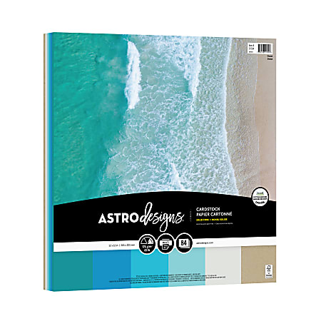 Astrodesigns Color Cardstock, Ocean Assortment, 12” x 12”, 65 Lb, Pack Of 84 Sheets