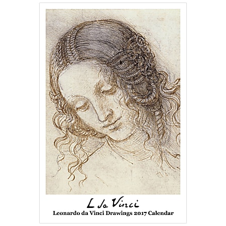 Retrospect Monthly Wall Calendar, 19 1/4" x 12 1/2", Leonardo da Vinci Drawings, January to December 2017