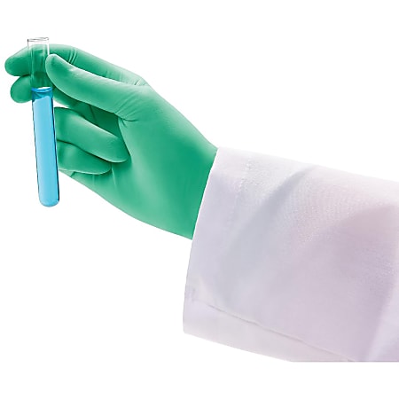 Medline Professional Latex Exam Gloves - X-Small Size - Latex - Green - Textured, Stretchable, Beaded Cuff, Powder-free, Non-sterile - For Laboratory Application - 100 / Box - 9.50" Glove Length