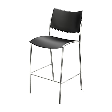 Mayline® Escalate Series Stackable Stool, Black/Silver, Set Of