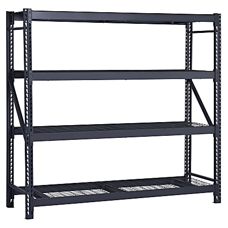 Edsal Muscle Rack™ Heavy Duty Welded Steel Storage Rack With Wire Decking, 4-Shelf, 84”H x 84"W x 24"D, Black