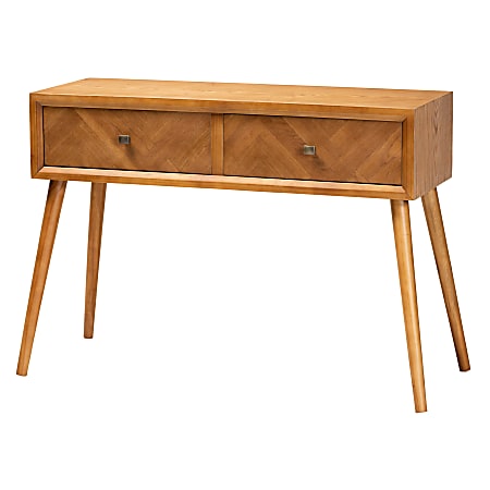 Baxton Studio Mid-Century Modern 2-Drawer Console Table, 31-1/2"H x 43-5/16"W x 16-1/16"D, Natural Brown