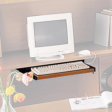 Global® Genoa Furniture Collection Pullout Keyboard Shelf, 3 1/2"H x 20"W x 11"D, Quartered Mahogany