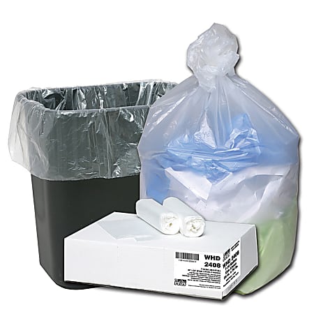 Webster® Ultra Plus 8 mil Trash Bags, 10 gal, 24"H x 24"W, Natural, 500 Bags