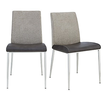 Eurostyle Rasmus Side Chairs, Dark Gray/Light Brown/Brushed Steel, Set Of 2 Chairs
