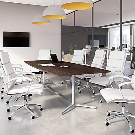 Bush Business Furniture 120-inch Office Conference Table with Metal Base, Black Walnut, Standard Delivery