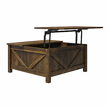 Ameriwood™ Home Farmington Lift-Top Coffee Table, 17-1/16"H x 35-15/16"W x 35-15/16"D, Brown