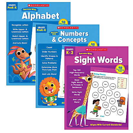 Scholastic Teacher Resources Grade Success Workbooks, Pre-K, Set Of 3 Books