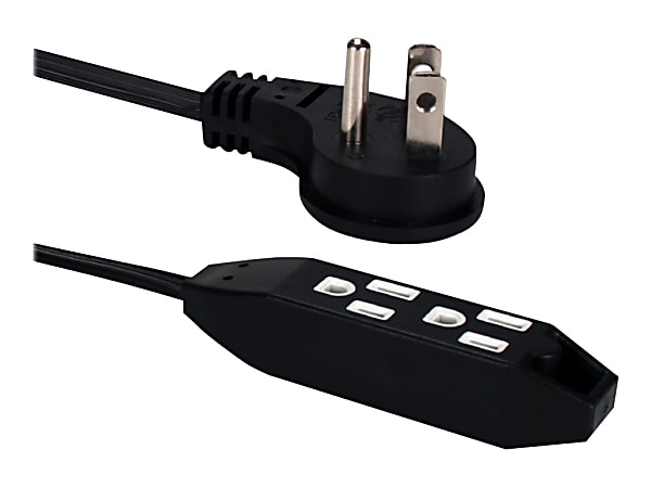 QVS 3-Outlet 3-Prong 10ft Right-Angle Flat Power Extension Cord -  - PC3RX10