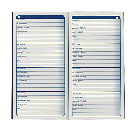 Pack Pf 6 Adams Password Journal 6.25 x 3.25 Inches 
