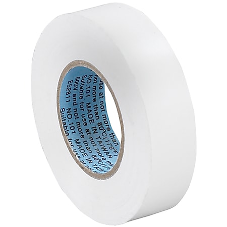 Tape Logic® 6180 Electrical Tape, 1.25" Core, 0.75" x 60', White, Case Of 10