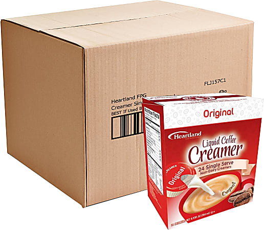 Heartland Creamers, 0.37 Oz, Original, Box Of 24 Creamers, Case Of 6 Boxes