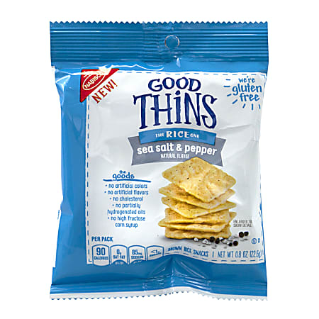 Nabisco Good Thins The Rice One Sea Salt And Pepper Crackers, 0.8 Oz, Pack Of 36 Boxes