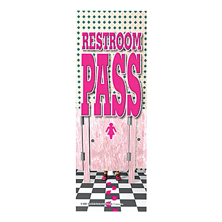 Top Notch® Girls' Restroom Hall Passes, 9" x 3 1/2", Multicolor, Pack Of 6