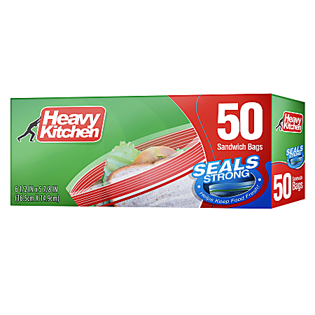 Heavy Kitchen Storage Bags, Zipper, Sandwich, 0.15 Gallon, Clear, Total Qty 50