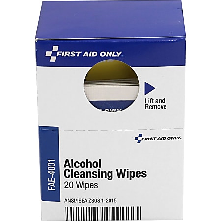 First Aid Only Alcohol Cleansing Pads 3 x 3 White Box Of 20