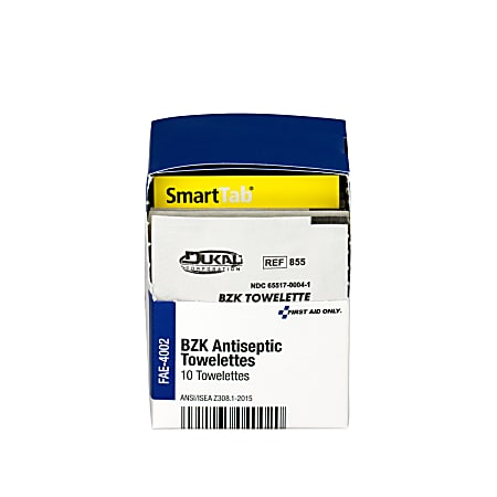 First Aid Only BZK Antiseptic Towelettes 4.75 Width x 7.75