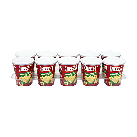 Cheez-It White Cheddar Baked Snack Cracker On-The-Cups, 2.2 Oz, Box Of 10 Cups