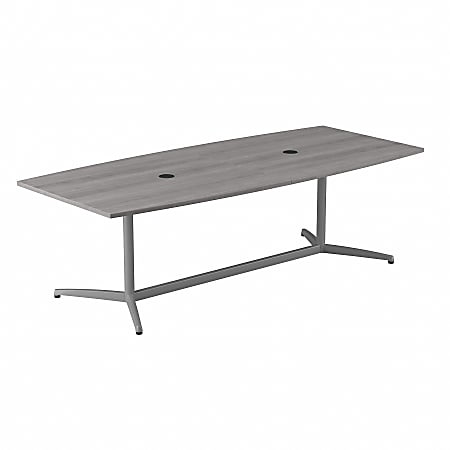 Bush Business Furniture 96"W x 42"D Boat-Shaped Conference Table With Metal Base, Platinum Gray, Standard Delivery