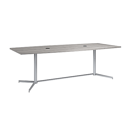 Bush Business Furniture 96"W x 42"D Boat-Shaped Conference Table With Metal Base, Platinum Gray, Standard Delivery