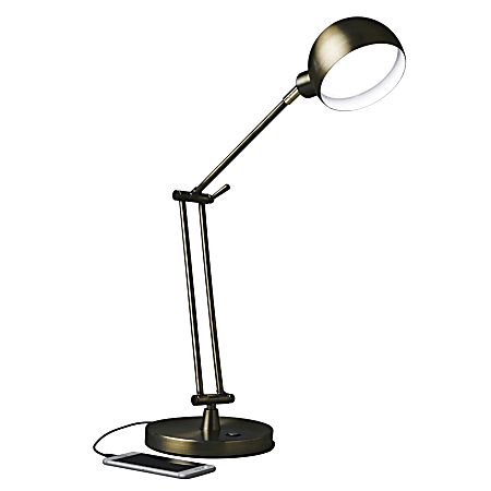 OttLite® Wellness Series® Refine LED Desk Lamp, Adjustable Height, 24"H, Antique Brass