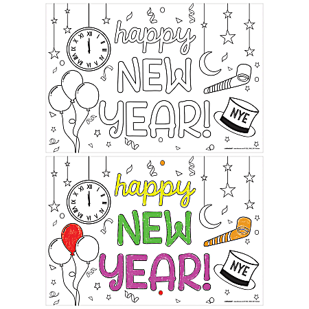 Amscan New Year&#x27;s Coloring Placemats, 11" x 16",