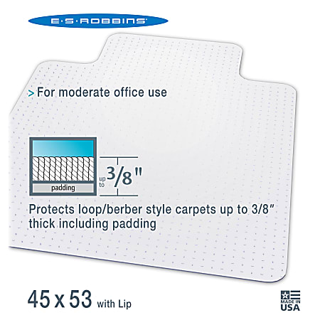 ES Robbins Multi Task AnchorBar Carpet Chair Mat Standard Lip 45 W x 53 ...