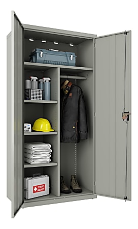 Lorell Fortress Series Steel Wardrobe Cabinet Light Gray - Office Depot