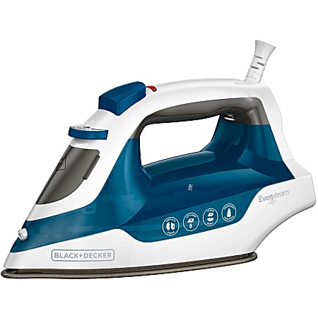 Black+Decker Easy Steam Compact Iron, Blue - 1200 W - Blue, White