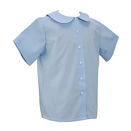 Royal Park Ladies Uniform, Short-Sleeve Peter Pan Collar Dress Shirt, Small, Blue