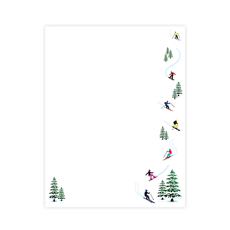 Geo Studios Holiday-Themed Letterhead Paper, 8-1/2" x 11", Ski Getaway, Pack Of 70 Sheets