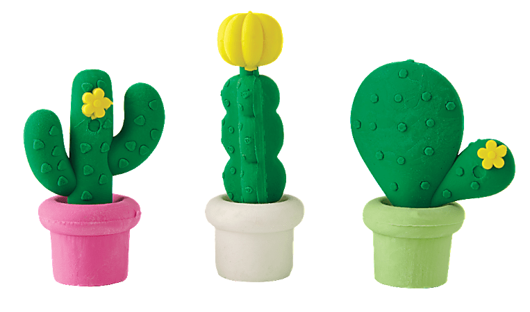 Office Depot® Brand Pencil Erasers, Small, Cactus, Pack Of 3
