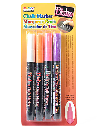 Marvy® Uchida Bistro Chalk Markers, Fine Point, Assorted Colors, Set Of 4 Markers