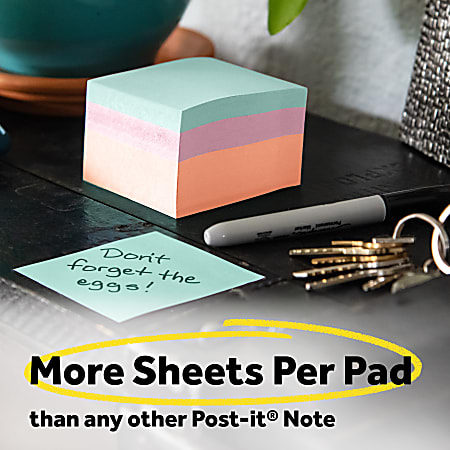 Post it Notes Cube 3 in. x 3 in. Assorted Pastel Colors 400 SheetsCube ...