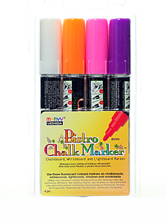 Marvy Uchida Bistro Chalk Markers 4 Markers Per Set Pack Of 2 Sets Broad  Point Assorted Colors 8 Markers - Office Depot