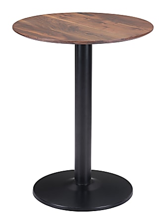Zuo Modern Alto Round Bistro Table, 29-15/16"H x 23-5/8"W x 23-5/8"D, Brown/Black