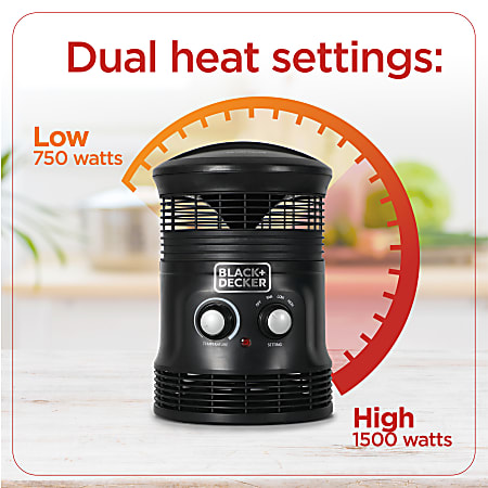 Black Decker 360 Personal Portable Space Heater 12 116 H x 7 78 W x 8 18 D  - Office Depot