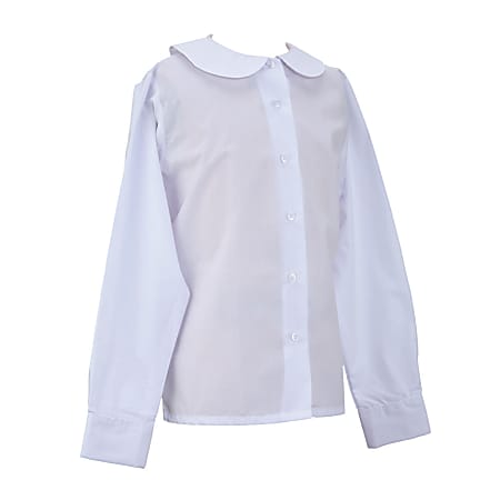 Royal Park Ladies Uniform, Long-Sleeve Peter Pan Collar Dress Shirt, Small, White