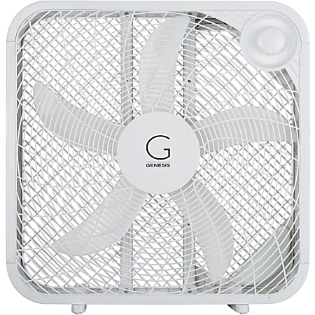 Genesis 3-Speed Box Fan With Max Cooling Technology, 20", White