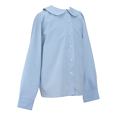 Royal Park Ladies Uniform, Long-Sleeve Peter Pan Collar Dress Shirt, X-Small, Blue