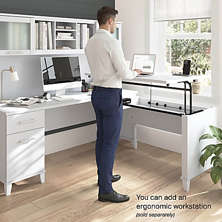 Bush Home Somerset 72 W Office Desk With Hutch White Standard